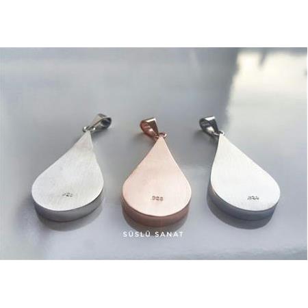 GÜMÜŞ KOLYE  DAMLA MODEL (ROSE 24K ALTIN KAPLAMA)