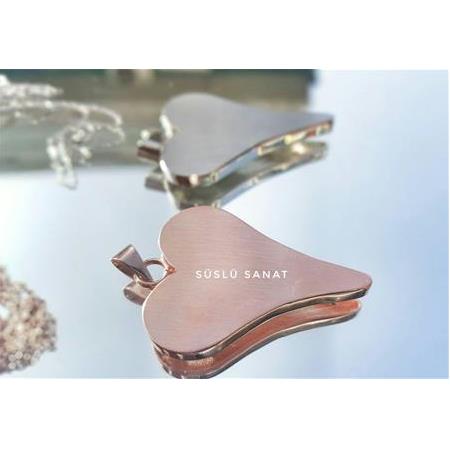 GÜMÜŞ KOLYE KALP MODEL (ROSE 24K ALTIN KAPLAMA)